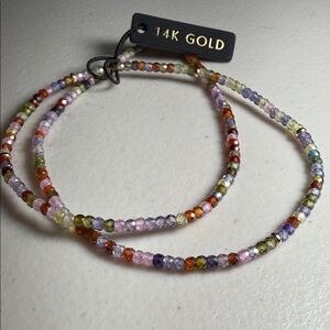 14K Gold Multicolor Beaded Necklace